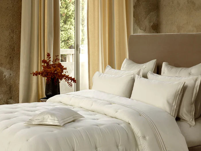 Savia bamboo quilted coverlet with elegant sheen and soft texture