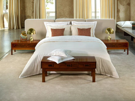 Brisa cotton jacquard sham pair with satin stitch border detail
