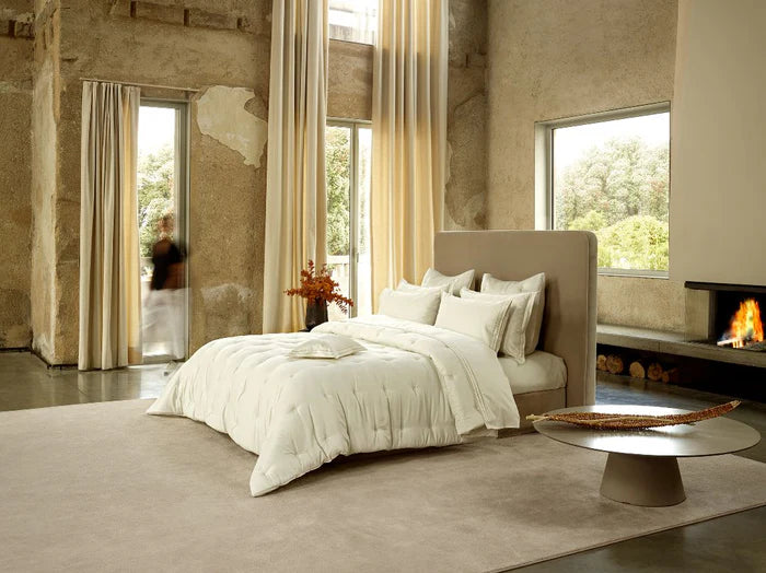 Savia bamboo quilted coverlet with elegant sheen and soft texture