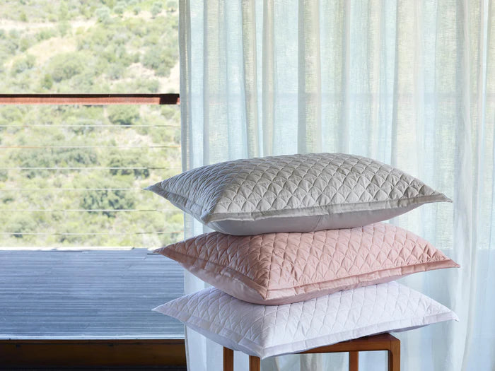 Suave quilted Euro sham in Egyptian cotton with elegant flange