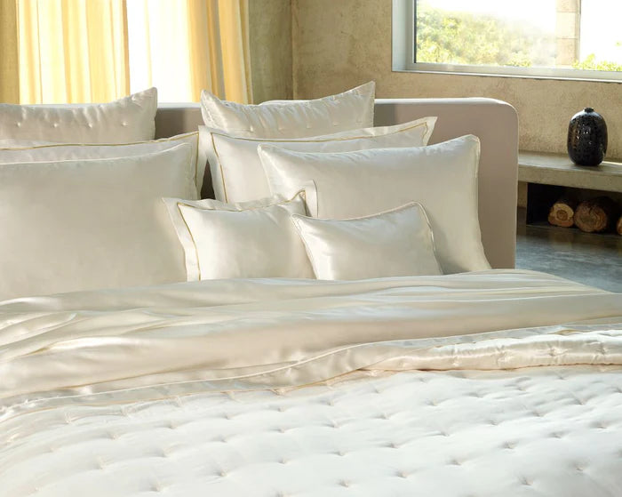 Maria Quilted Euro sham in Mulberry silk with elegant texture