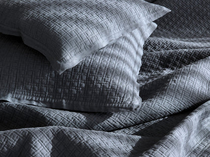 Adorno linen sham pair with geometric woven texture