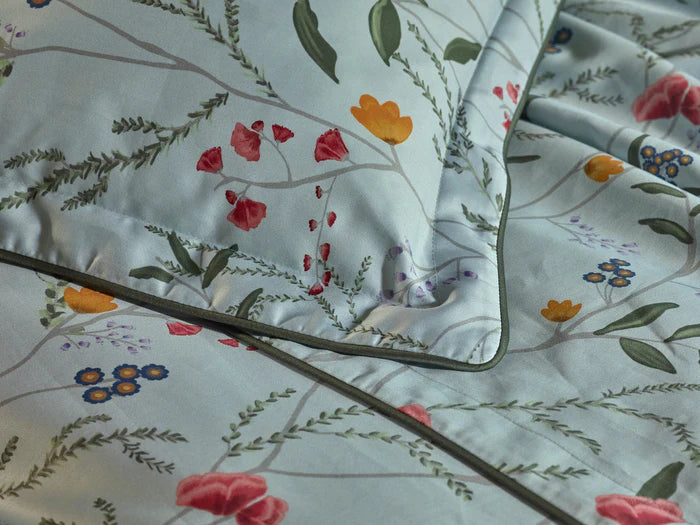 Infantas printed Egyptian cotton sateen sham pair with piping