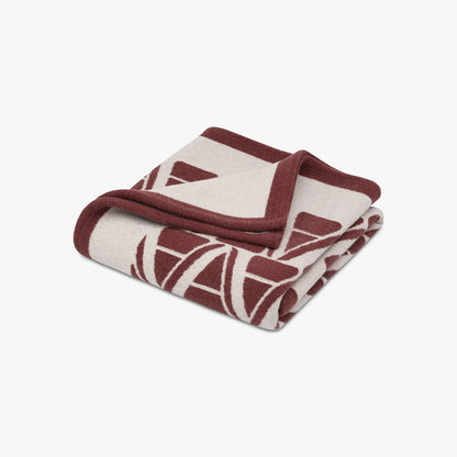 Ama merino wool throw blanket with modern geometric pattern