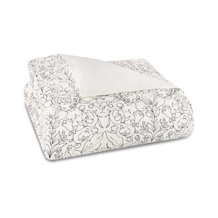 Amor Perfeito floral linen duvet cover with botanical print design