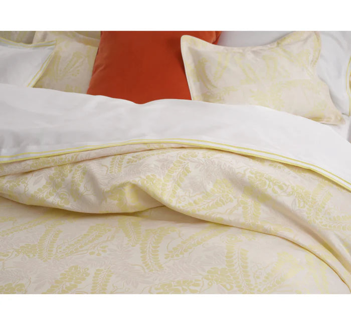 Poema cotton silk jacquard sham pair with flange and piping