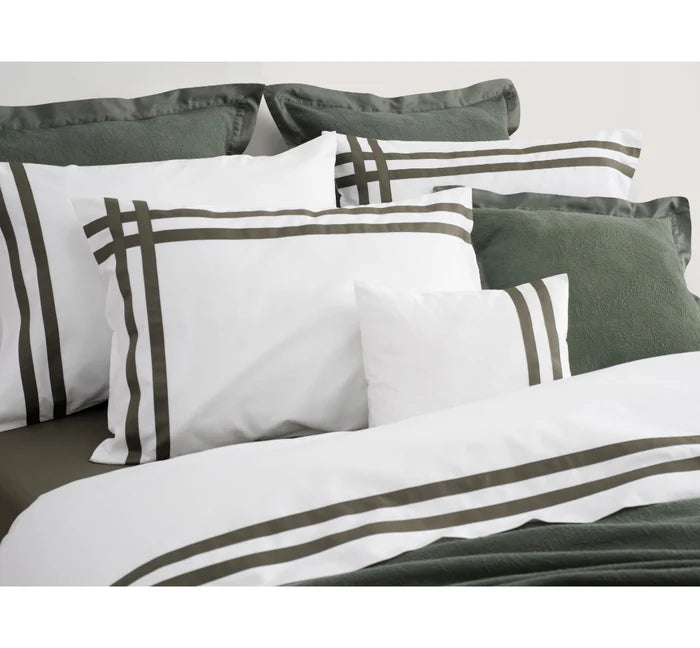 LUSITANO Pillowcases Pair with double ribbon detail in Egyptian cotton satin