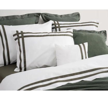 LUSITANO Pillowcases Pair with double ribbon detail in Egyptian cotton satin