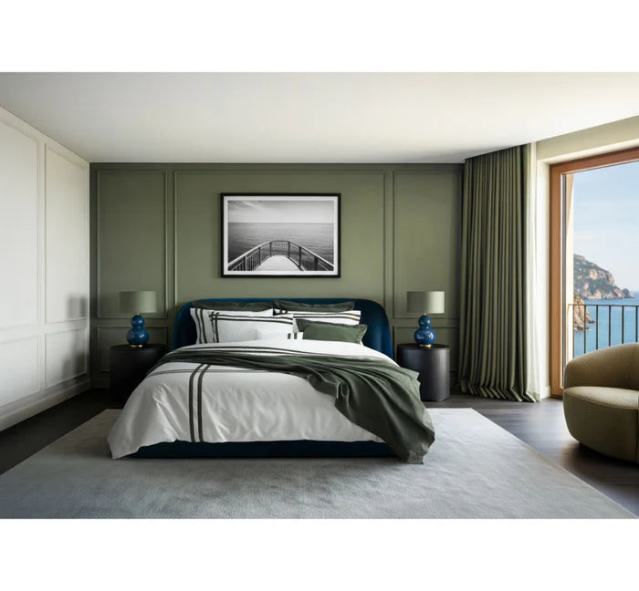 LUSITANO Pillowcases Pair with double ribbon detail in Egyptian cotton satin