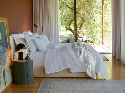 Fresco Flat Sheet Set in 400TC Egyptian Cotton percale with satin stitch