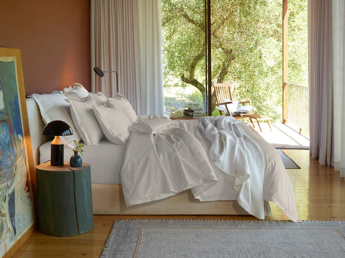 Fresco Flat Sheet Set in 400TC Egyptian Cotton percale with satin stitch