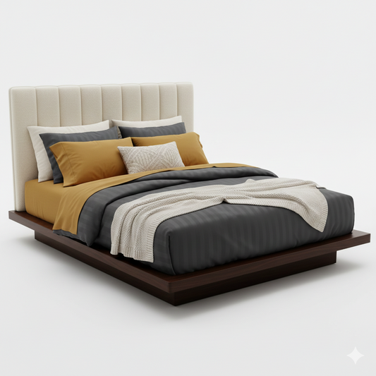 Saffron Slate Stripe Sateen Duvet Set