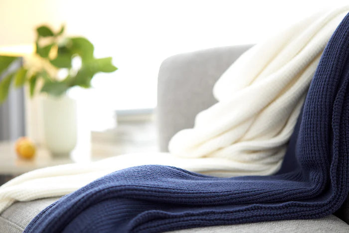 Elemento organic cotton and cashmere throw blanket for comfort