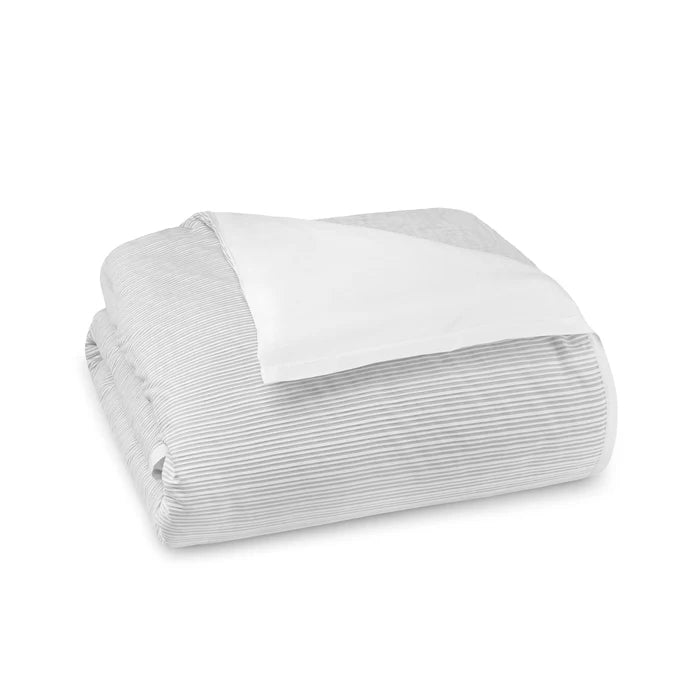 Luna pleated cotton percale duvet cover set with woven texture