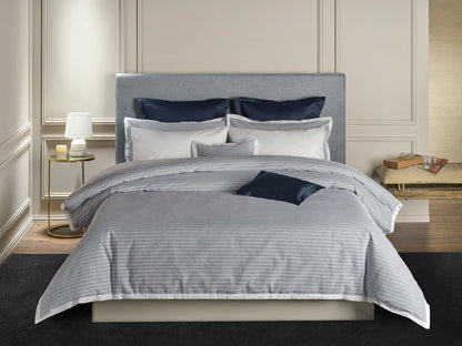Luna pleated cotton percale sham pair with decorative flanges