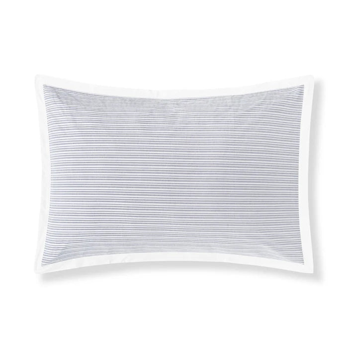 Luna pleated cotton percale sham pair with decorative flanges