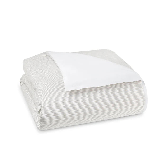Luna pleated cotton percale duvet cover set with woven texture