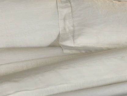 Maia Duvet Cover Set in soft European stonewashed linen with hemstitch