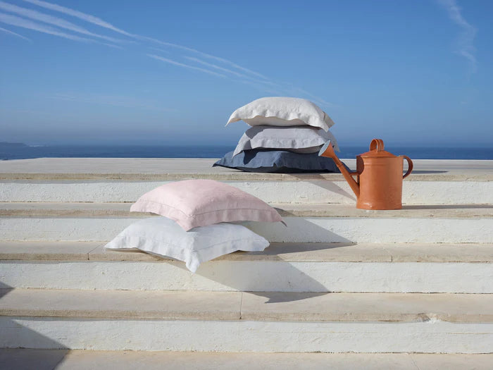 Maia Sham Pair in soft European stonewashed linen with hemstitch