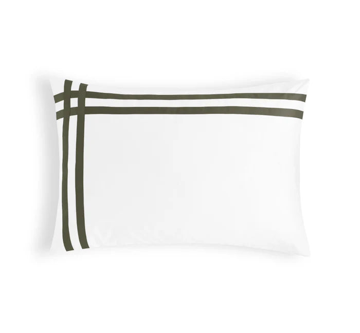 LUSITANO Pillowcases Pair with double ribbon detail in Egyptian cotton satin