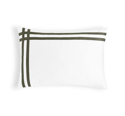 LUSITANO Pillowcases Pair with double ribbon detail in Egyptian cotton satin