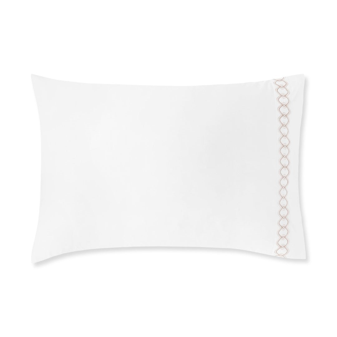 Ornato Sham Pair in embroidered sateen with elegant diamond detail