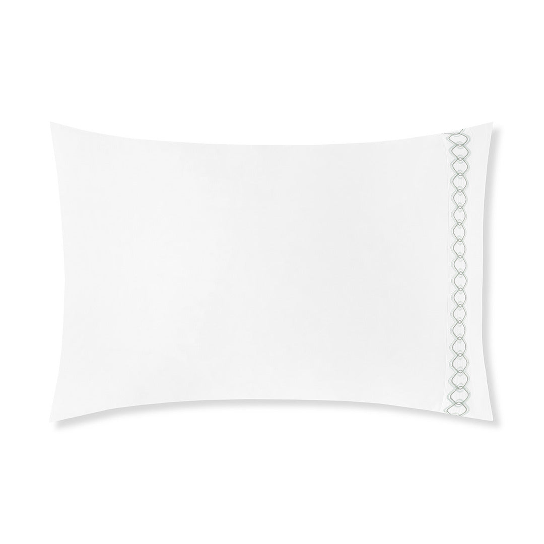 Ornato Sham Pair in embroidered sateen with elegant diamond detail