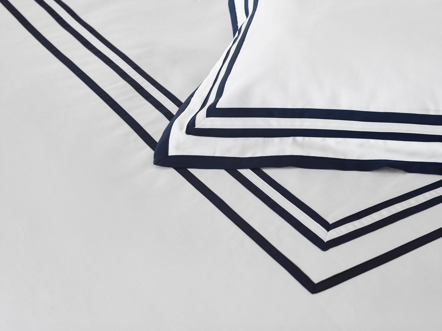Sonata Pillowcase Pair with flanges and triple ribbon detail