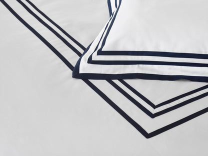 Sonata Pillowcase Pair with flanges and triple ribbon detail