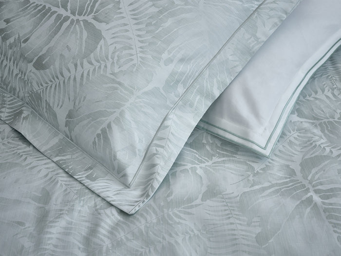 Copacabana cotton silk jacquard sham pair with tropical design