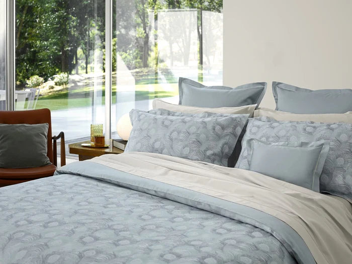 Cristal cotton silk jacquard Euro sham with peacock feather motif