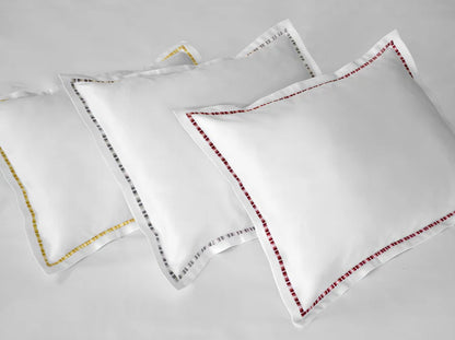 Nirvana Cupro Cotton Pillowcase Pair with Flanges and Satin Stitch