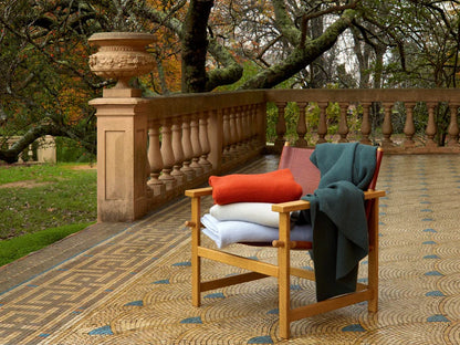 Ama merino wool throw blanket with modern geometric pattern