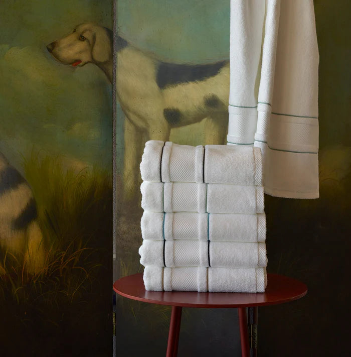 Prado Egyptian cotton towel with diamond pattern embroidery