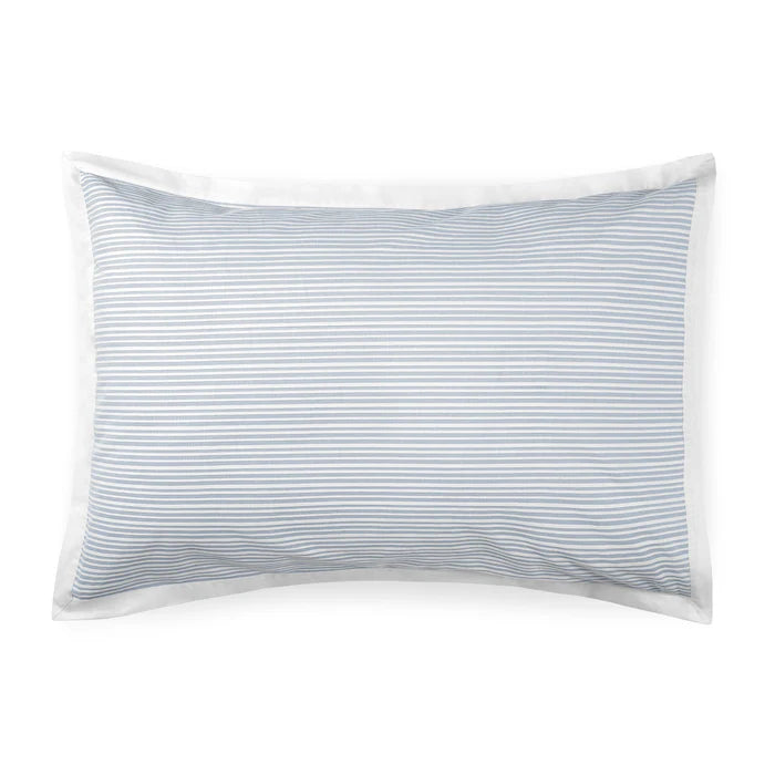 Luna pleated cotton percale sham pair with decorative flanges