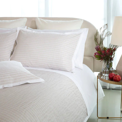 Luna pleated cotton percale sham pair with decorative flanges