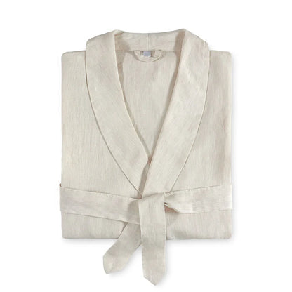 Maia stonewashed European linen bathrobe for spa-like comfort