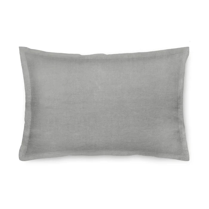 Maia Pillowcase Pair in European stonewashed linen with hemstitch flanges