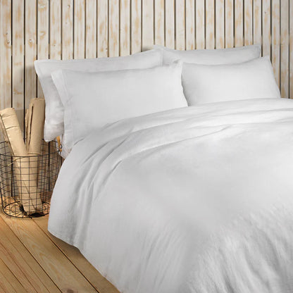 Maia Duvet Cover Set in soft European stonewashed linen with hemstitch