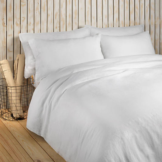 Maia Duvet Cover Set in soft European stonewashed linen with hemstitch
