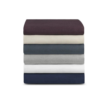 Maia Fitted Sheet in soft European stonewashed linen with elastic fit