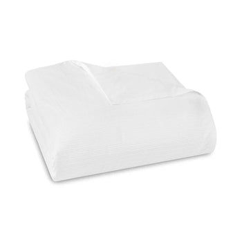 Luna pleated cotton percale duvet cover set with woven texture