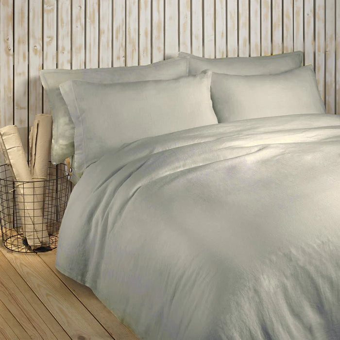 Maia Duvet Cover Set in soft European stonewashed linen with hemstitch